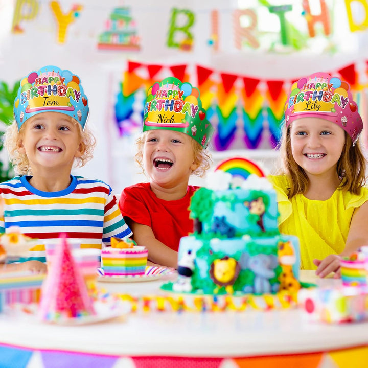 36 Pcs Happy Birthday Crowns for Kids Paper Birthday Hat Crowns for Classroom Gifts Kids' Party(Colorful)