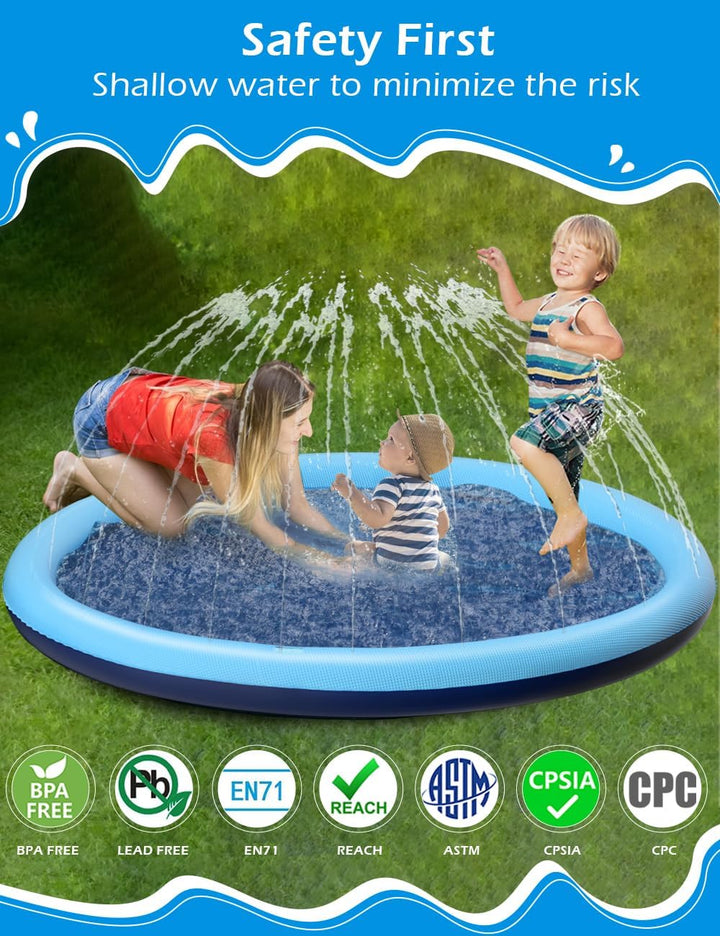 Kids Dog Splash Pad Sprinkler -  Non Slip Dog Sprinkler Pad Splash Pool Puppy Dogs Pool Summer Outdoor Water Toys Backyard Durable Splash Pad for Toddlers Kids Small Medium Large Dogs Pet