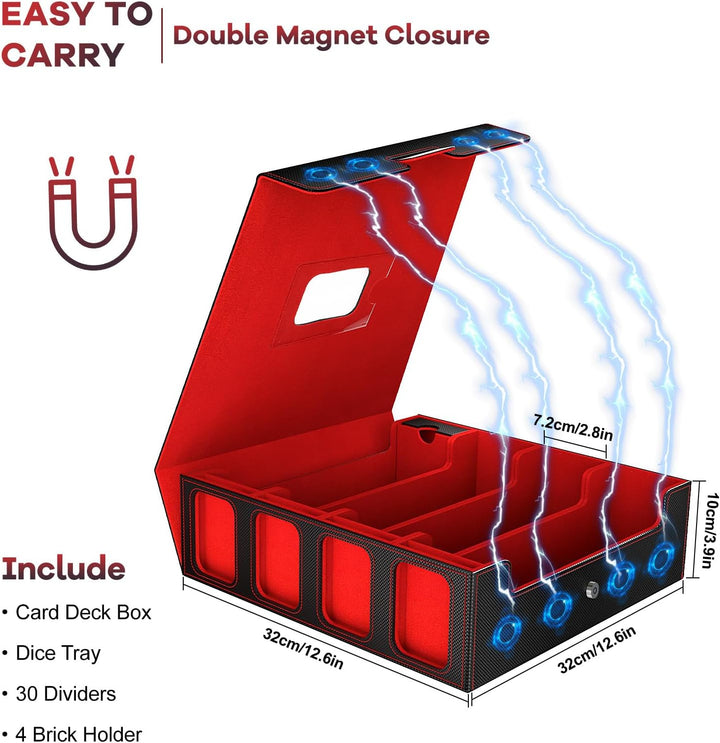 Card Storage Box 3200+ MTG Deck Box with 30 Colorful Divider, 4 Row Commander Trading Card Cases with Portable Handle & Display Windows, Fits for Mtg/Tcg/Magic Cards, Patented Design