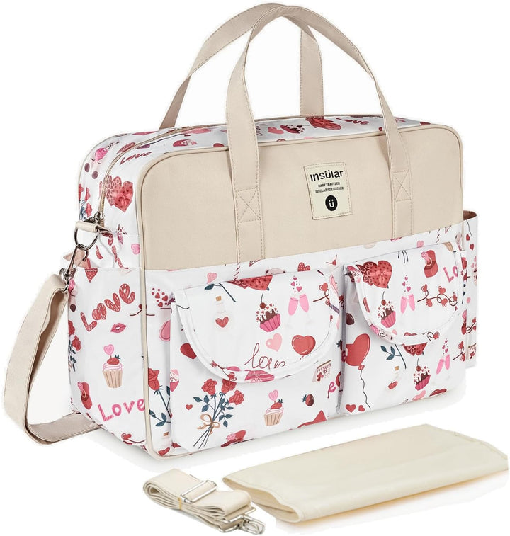 Mummy Shoulder Bag Diaper Bag Chic Nappy Changing Bag Tote/Messenger Style Large with Changing Mat, Adjustable Straps