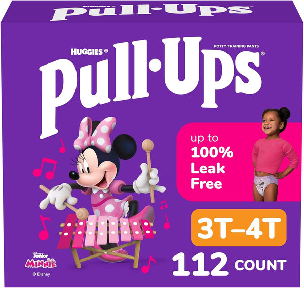 Girls' Potty Training Pants, Size 3T-4T Training Underwear (32-40 Lbs), 112 Count (4 Packs of 28)