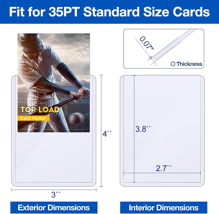 32 Count Topload Card Holder,  35PT Topload Card Protector, 3" X 4" Hard Plastic Card Sleeves, Baseball Card Protector, Rigid Toploading Card Case for Collectible Trading Sports Cards