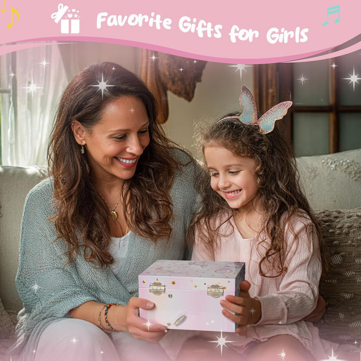 Unicorn Jewelry Box for Girls, Musical Kids Jewelry Box with Spinning Unicorn Doll, Birthday Gifts for Little Girls Children Toddler Ages 3 4 5 6 7 8 -Pink (Box Only)