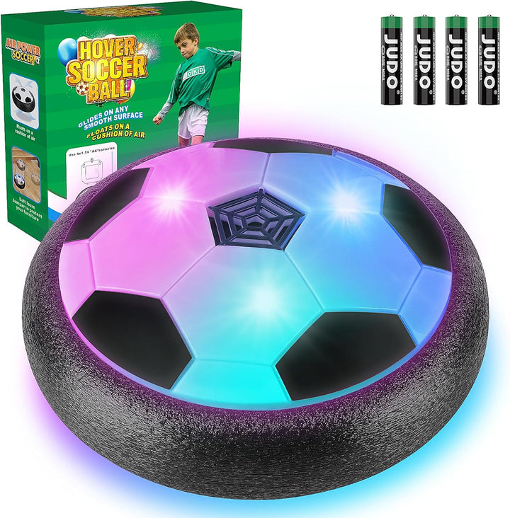 2 Pack Hover Soccer Ball with 8 Pcs Batteries, Air Floating Soccer Toy with LED Lights and Foam Bumper, Indoor Games for Kids 4-8-12, Toys Gifts for 3 4 5 6 7 8 9 Year Old Boys Girls