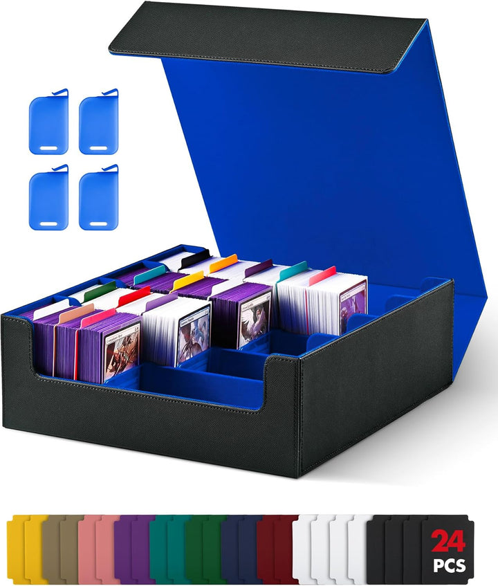 Card Storage Box for Trading Cards, 1800+ PU Leather Commander Card Deck Case, Magnetic Closure Card Holder Fits for Magic Game Cards (Black)