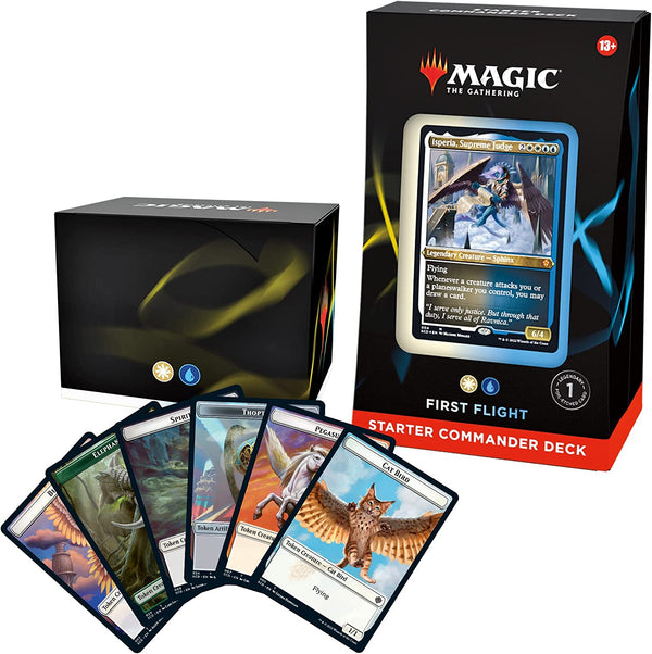 Starter Commander Deck – First Flight (White-Blue) | Ready-To-Play Deck for Beginners and Fans | Ages 13+ | Collectible Card Games