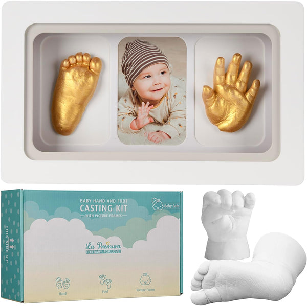 Baby Keepsake Hand Casting Kit with Shadow Box Frame - Plaster Hand Mold Baby Casting Kit for Infant Hand & Foot Molding, Perfect for First Birthday, Christmas & Newborn Gifts