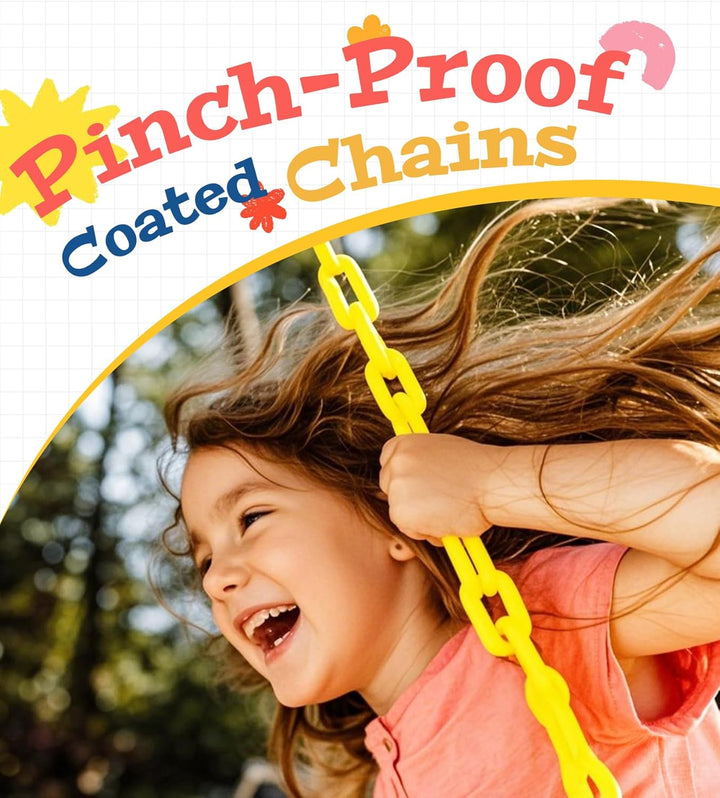 Heavy Duty Swing Seat, 66" Rust-Resistant Chains with 30" Ppc-Coated Section, Swing Set Accessories Replacement with Quick Links, Kids Swings Supports 330 Lbs for Outdoor Playground, Green
