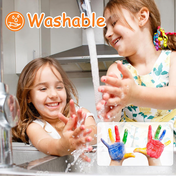 Washable Finger Paint for Toddlers, Safe Non-Toxic, 12 Vibrant Colors (1.21Fl Oz), Baby Safe Paint for Hand and Feet, Mess Free Art Supplies for Kids, Preschool Learning Gifts, Ages 1-3 4 5 6+