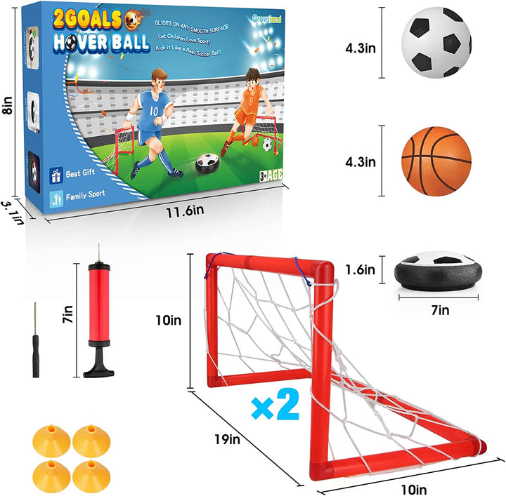 Boy Toys Hover Soccer Ball with 2 Goals, Indoor Soccer Gifts for Boys, LED Soccer Ball with Foam Bumper Inflatable Soccer Toys for 3 4 5 6 7 8 9 10+ Years Old Girls Boys