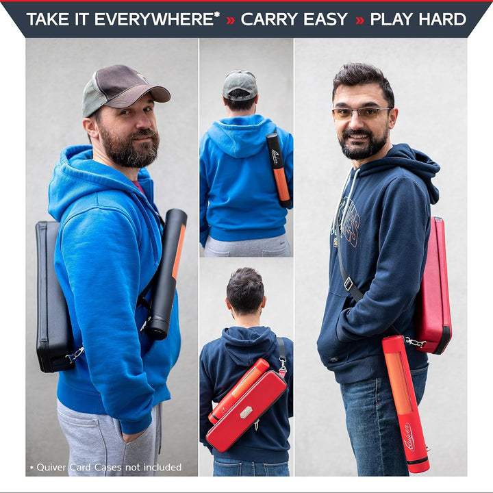 Black XL Orion Playmat Tube - TCG Mtg Playmat Tube Case with Waterproof Zipper, Hidden Dice Pocket, Adjustable Removable Shoulder Strap, See-Through Window, Fits 14" and 15" Playmats