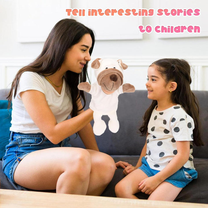 Puppy Hand Puppet Soft Animal Plush Toy with Movable Mouth Interactive Storytelling Cute Dog Toys Creativity and Imagination Christmas Birthday Gifts for Toddlers Kids,12.5''