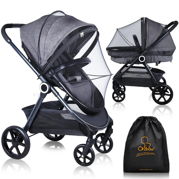 Universal Mosquito Net for Stroller, Baby Bug Net with Two-Way Zippers & Storage Bag, Breathable & Foldable Mosquito Nets for Strollers, Car Seat, Bassinet, Cradle, Portable Mini Crib, Black