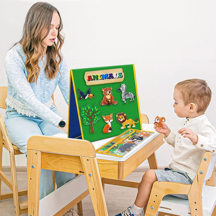 Foldable Felt Board - Double-Sided Flannel Story Board for Preschool Learning, Interactive Storytelling & Play | 13" X 12" Portable Felt Play Board for Home & Classroom Use