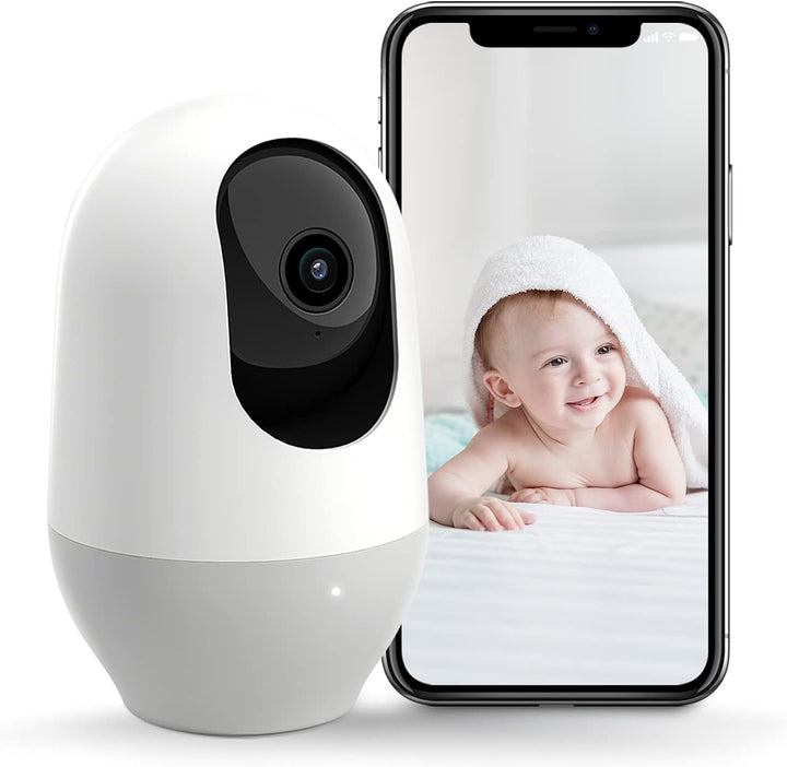 Baby Monitor Wifi Smartphone 2K Baby Monitor with Night Vision Baby Camera Indoor, 360-Degree Motion Tracking, Works with Alexa, Two-Way Audio, Motion & Sound Detection,Sd Card or Cloud