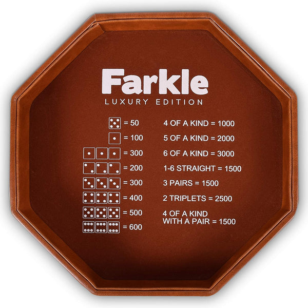 Farkle Luxury Edition Brown PU Leather Dice Tray