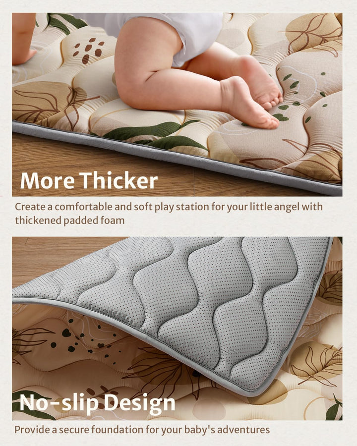 Baby Play Mats for Floor, 50X50 Playpen Mat, Thicken Cushioning Padding Foam Playmate for Baby and Toddlers Infants, Non-Slip & Machine Washable, Earth Tones Design