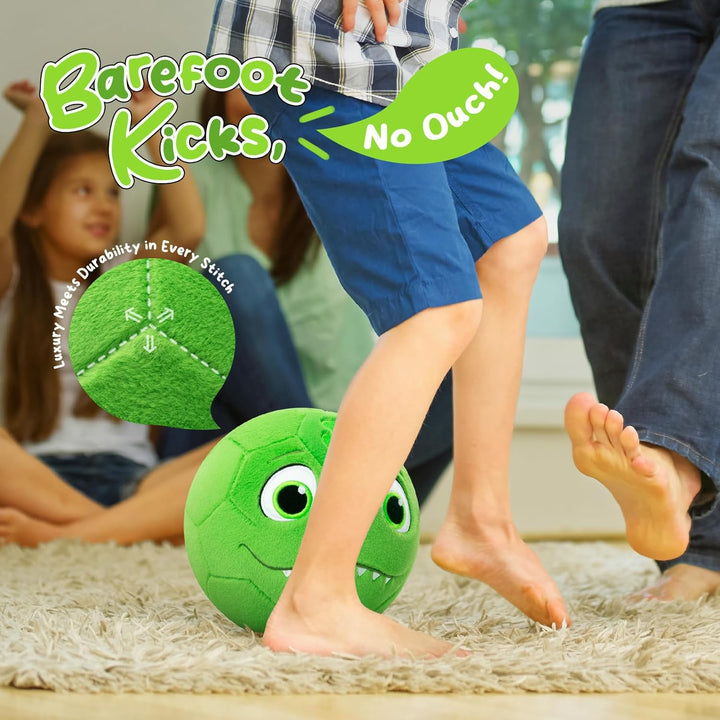 Silent Indoor Soccer Balls for Toddlers 1-3, Inflatable Soft Plush Baby Toddler Soccer Ball Toys Gifts for Kid 3-5 Year Old Boy First Birthday Gift (Dinosaur, Pump Include)