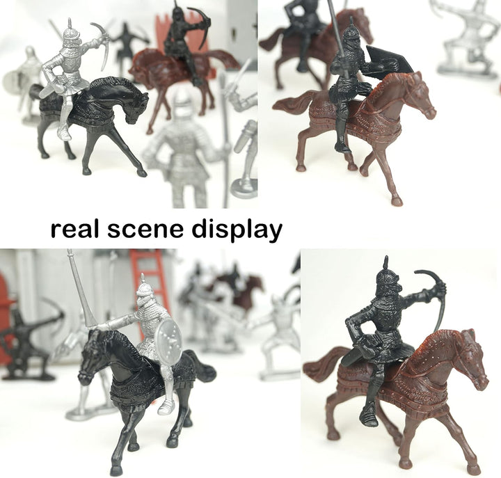 DIY Castle Fort Building the Medieval Times Middle Ages Military Model Kit Set and Figures Soldier Knight Simulated Siege War of Attack (Type C)