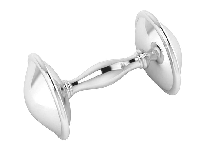Sterling Silver Beaded Dumbbell Rattle for Newborn Baby Boy and Baby Girl - Non-Tarnishing, Durable, and Custom Engravable Gift - Packaged in a Beautiful Gift Box