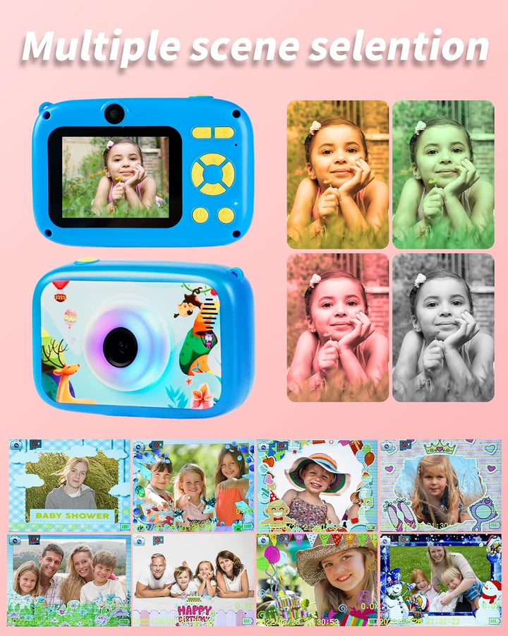 Kids Camera, HD Digital Video Camera for Kids 3-9, 2.4 Inch Display Selfie Toddler Camera Toy with 32GB SD Card, Christmas Birthday Gifts for Boys and Girls
