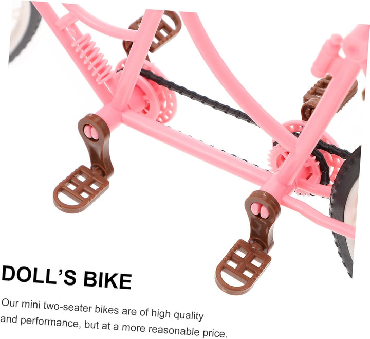 Doll Bicycle Set for Boys and Girls Double Seat Miniature Bike Toy Removable Basket for Boys and Girls Playtime Accessories