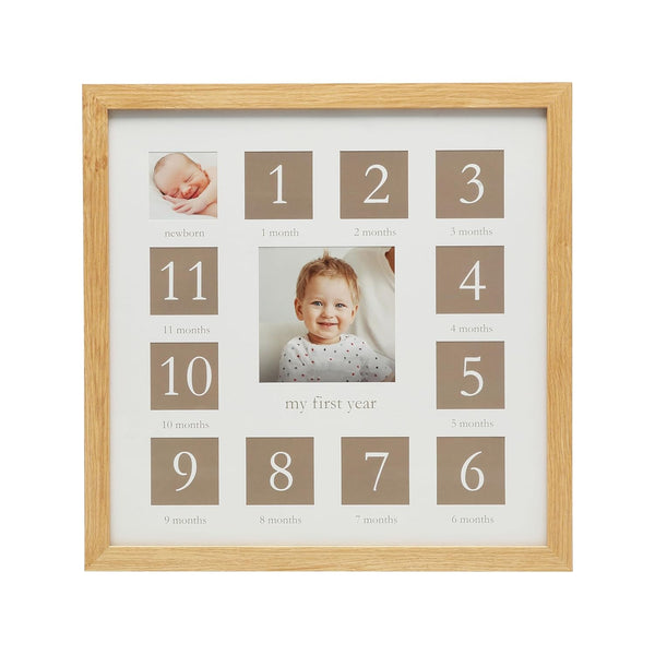 My First Year Picture Frame, Baby'S First Twelve Months Photo Collage and Gender Neutral Keepsake, Ideal for Baby Shower, New Mom Gift and Nursery Decor, Wood