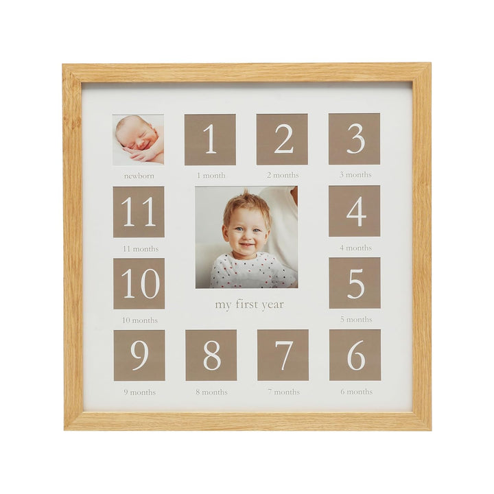 My First Year Picture Frame, Baby'S First Twelve Months Photo Collage and Gender Neutral Keepsake, Ideal for Baby Shower, New Mom Gift and Nursery Decor, Wood