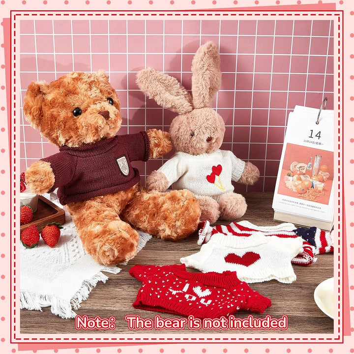 5 Pcs Bear Doll Clothes Cute Stuffed Animal Clothing Accessories Cotton Plush Toy Clothes Bear Sweater Outfit Fit Most 14 - 18 Inch Bears Animal Plush Dolls Valentine Gifts