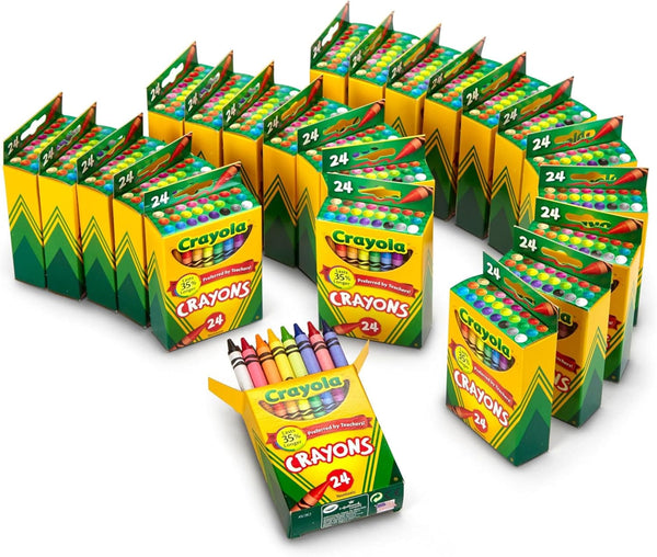 Crayons Bulk (24 Packs), Kids Back to School Essentials, Teacher Classroom Must Haves, Bulk School Supplies for Preschool & Kindergarten
