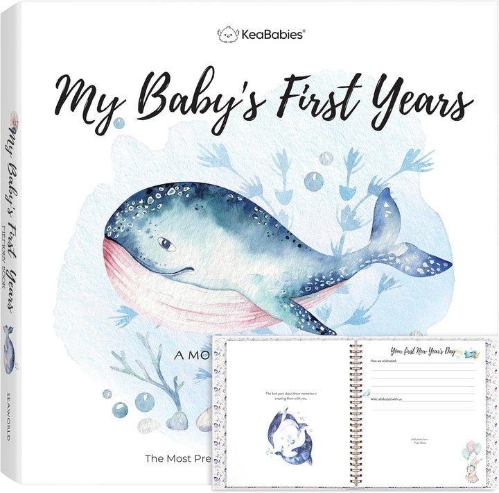 First 5 Years Baby Memory Book Girl, Boy - 90 Pages Hardcover First Year Milestone Keepsake Book, Newborn Scrapbook for New Parents, Minimalist Photo Album Journal, Gift for Baby Shower(Adventureland)