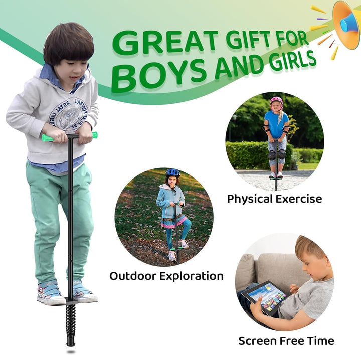 Pogo Stick for Kids Age 6 and Up, Suitable for 50-120 Lbs, Pogo Stick with Easy Grip Handle & Non-Slip Peg for Beginner Exercise Balance, Great Gift for Boys and Girls