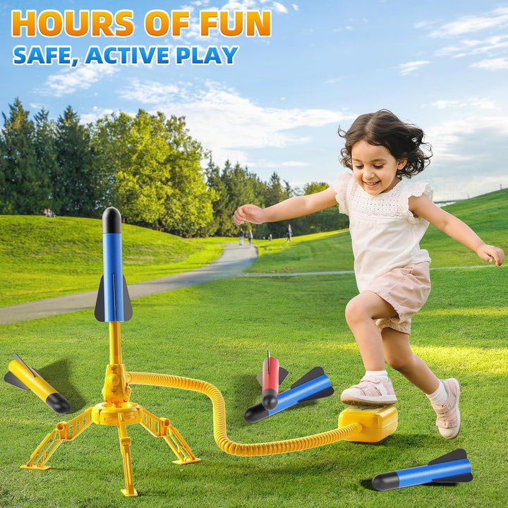 Rocket Launcher for Kids, 12 Foam Rockets, Launch up to 100+Ft, Outdoor outside Backyard Toys for Boys & Girls, Birthday Gift Toys for Kids Boys Girls Age 3 4 5 6 7 8 Years Old