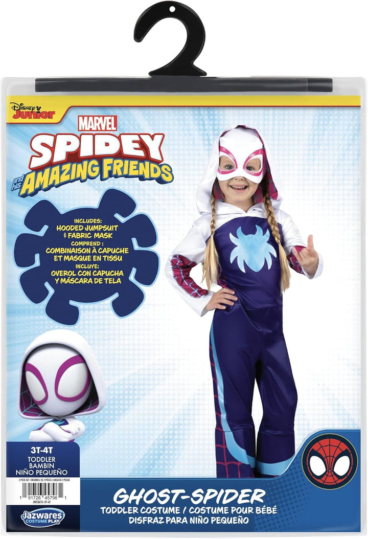 MARVEL Toddler Ghost Spider Costume, Girls Spider-Man and His Amazing Friends Gwen Stacy Kids Costume - Officially Licensed 3T/4T