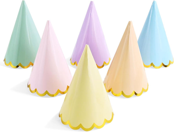24 PCS Pastel Party Hats for Kids and Adults, Party Supplies for Party Decorations, Party Headwear for Birthday|Celebration|Party, Macaron Cone Kids Hats for Girls Boys Women Men