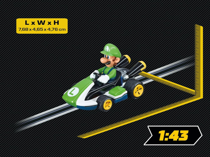 64034 Mario Kart - Luigi 1:43 Scale Analog Slot Car Vehicle for GO!!! Electric and Battery Slot Car Racing Track Sets for Unisex,Children