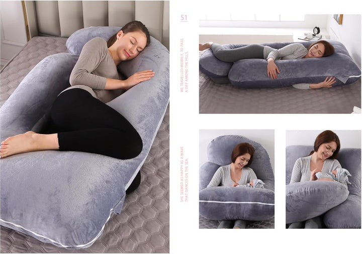 Pregnancy Pillow for Sleeping,Full Body Maternity Pillow with Removable Washable Cover,Support for Back,Hips,Legs,Belly for Pregnant Women