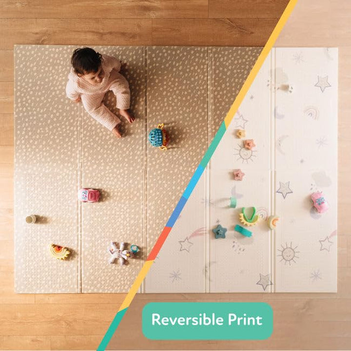 Reversible Baby Floor Mat - Foldable and Lightweight Baby Play Mat for Floor - Easy Storage and Travel - Stars and Sky