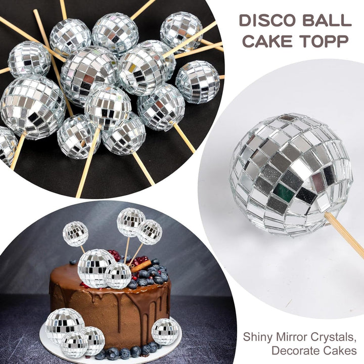 36 Pcs Disco Ball Cake Toppers Happy Birthday Cake Topper 1970S Disco Ball Cake Picks Disco 70S Party Decorations Disco Party Decorations