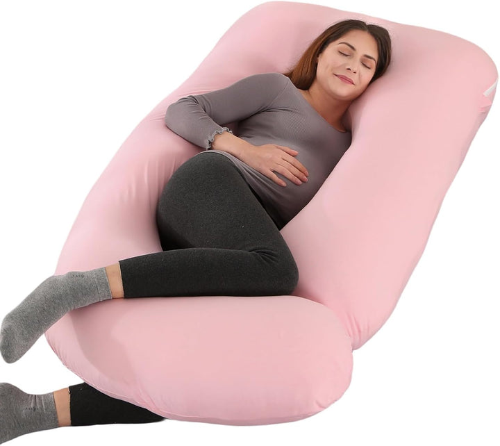 Pregnancy Pillow, Full Body 57 Inch Maternity Pillow with Removable Washable Cover - Sleep Support for Legs, Back, Neck, Shoulder, HIPS, Belly for Pregnent Women, Black Grey Velvet Cover