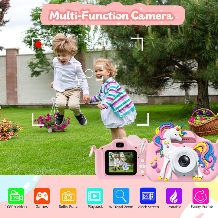 Kids Camera Toys for 3-12 Year Old Girls Boys,Children Digital Video Camcorder Camera, Upgrade Kids Selfie Camera, HD Kids Digital Video Cameras for Toddler with Cartoon Soft Silicone Cover