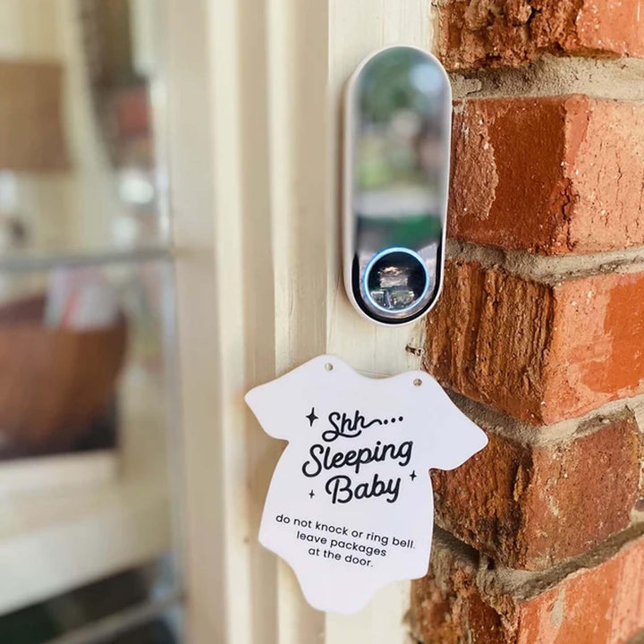 2Pcs Acrylic Baby Sleeping Hanging Sign Plaque, Do Not Knock or Ring the Bell, round Wooden Door Hanger for Baby Room, Nursery, Front Door, Door Knob Decor (Acrylic)