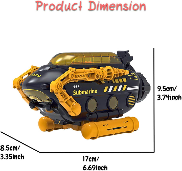 Submarine Toy, Submersible Model Toy Deep-Sea Probe Toy with Robotic Arms, Adjustable Base, Foldable Design, Transformable Shapes (Orange)