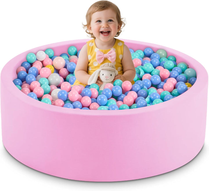 35.4" X 11.8" Foam Ball Pit for Toddlers, Baby round Balls Pool for Babies 1-3, Kids Play Ball Pits Ideal Gift for Boys and Girls, Balls Not Included, Grey