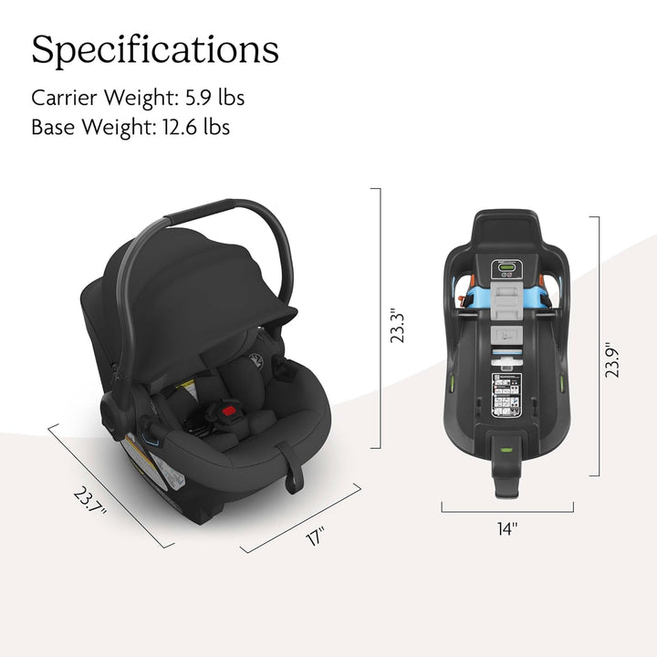 Aria Lightweight Infant Car Seat/Just under 6 Lbs for Easy Portability/Base with Load Leg + Infant Insert Included/Direct Stroller Attachment/Jake (Charcoal/Black Leather)