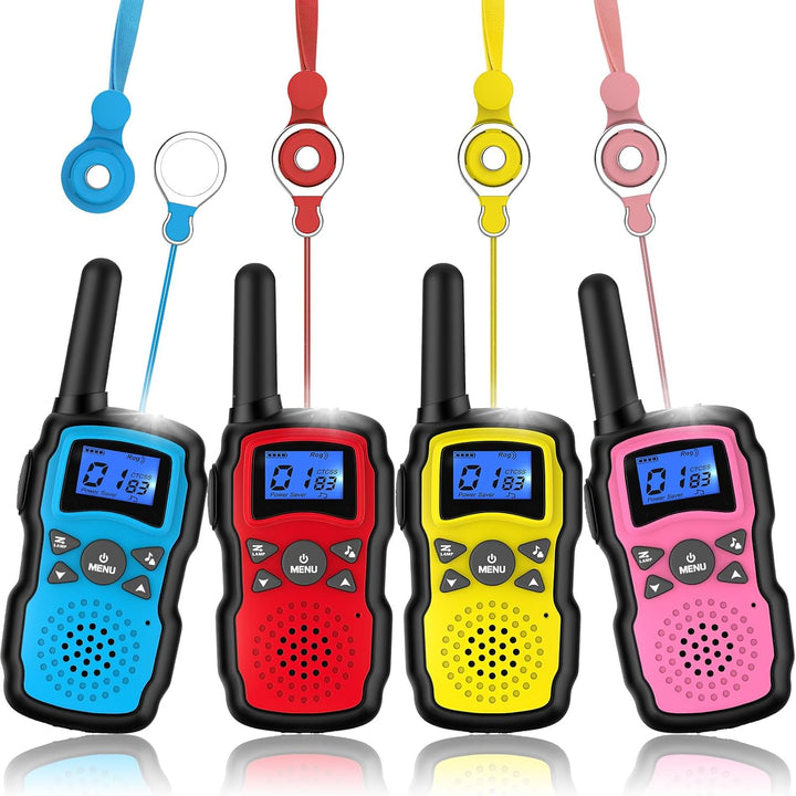 Walkie Talkies for Kids 4 Pack,Family Walky Talky Adults Children Radio Long Range,Outdoor Camping Fun Toys Birthday Present Xmas Gifts for 4 5 6 7 8 Year Old Girls Boys No Battery No Charger