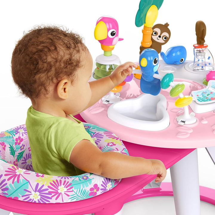 around We Go 2-In-1 Baby Walker, Discovery Activity Center and Table, Tropic Coral, Ages 6 Months+