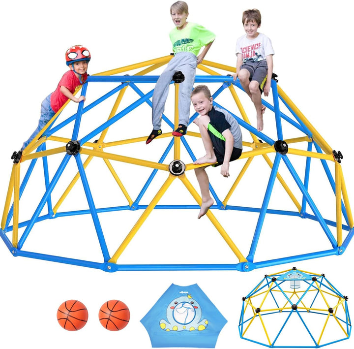 10FT Climbing Dome, Experience Ultimate Fun with the 2025 Upgraded Decagonal Geo Dome Climber - Supports 1000LBS Outdoor Playset and Easy Assembly Play Equipment for Kids (Turquoise, 10FT)