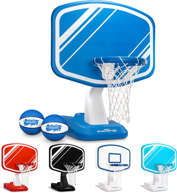 Splash Hoop PRO Swimming Pool Basketball Game - Includes Poolside Water Basketball Hoop, 2 Balls and Pump - Blue