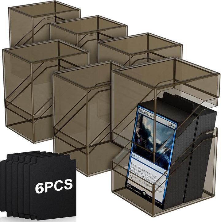 Card Deck Cases, 6 Pack Acrylic Commander Deck Box Holding 100+ Sleeved Cards with 6 Dividers, Clear Card Storage Box Fit for MTG, TCG, Sports Cards